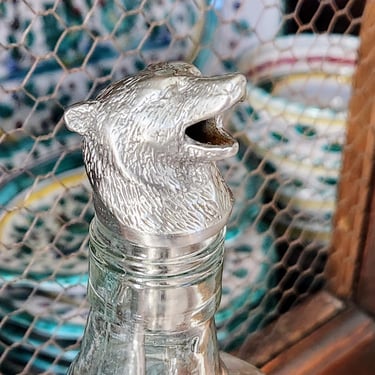 Pewter Bear Bottle Pourer, Vinegar Dispenser or Wine Stopper 