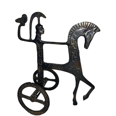 MCM Frederick Weinberg Mid Century Etruscan Bronze Horse Rider Athena Owl 