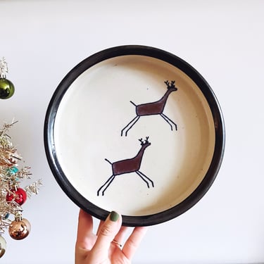 Vintage Reindeer Christmas Ceramic Serving Bowl 