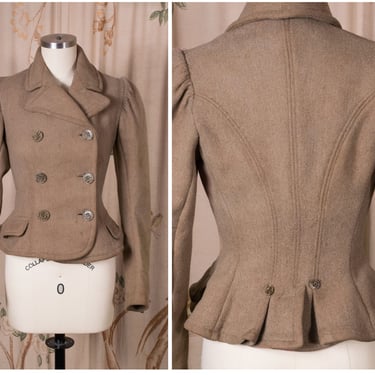 c. 1900 Jacket - Fantastic Early Edwardian Covert Coat Heavy Tweed Tailored Outerwear from Beifeld, Chicago 