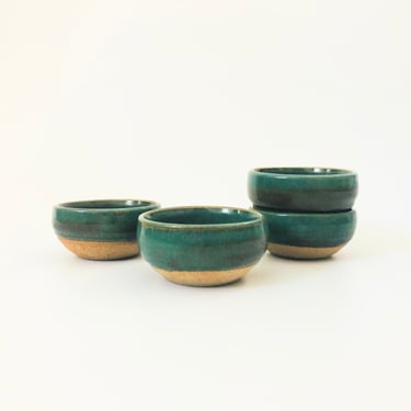 Green Pottery Sauce Bowls - Set of 4 