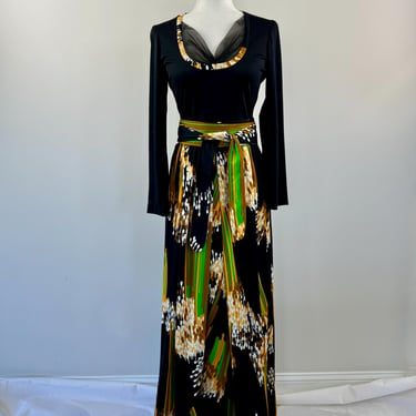 1970s Lillie Rubin Polyester Abstract Print Dress 