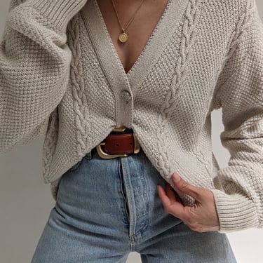 Vintage Ecru Knitted Cotton Cardigan