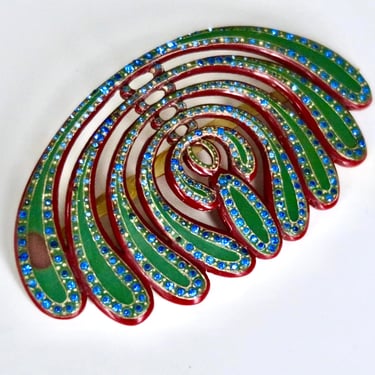 Antique French Art Nouveau Celluloid Rhinestone Barrette 