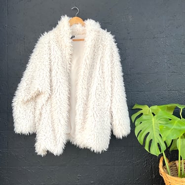 Express White Faux Fur Jacket