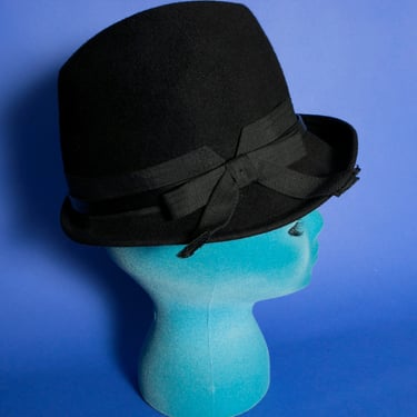 Dandy Vintage 60s Black Wool Mod Hat with Short Brim 