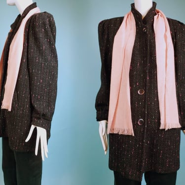 Iconic 1980s vintage tweed jacket with scarf. By New York Girl. (Size XL) 