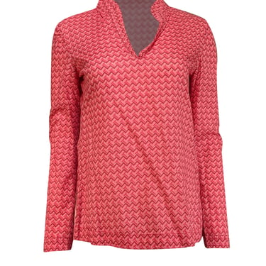 Tory Burch - Pink & Magenta Geometric Print Blouse Sz 2