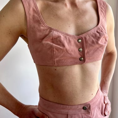 90’s North Beach Leather Micheal Hoban Pink Suede Top