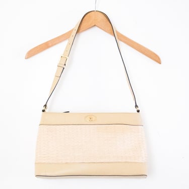 Eitenne Aigner | Vintage 90s Beige Yellow Woven Straw & Leather Shoulder Bag | Classic, Summer, Spring, Vacation / Beach, Casual, Classy 