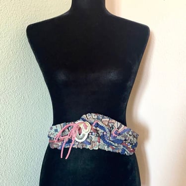 Tapestry Vintage Belt, Vintage Cloth Belt, 80s Belt, Fabric Belt, Boho Fabric Belt, Woven Tapestry Belt 