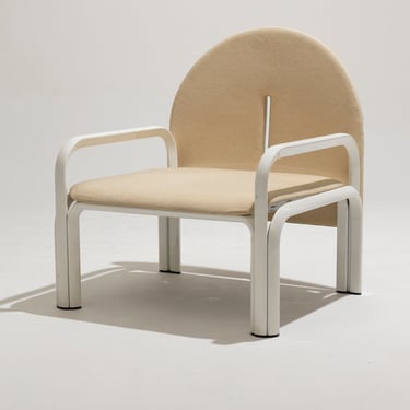 FAUTEUIL "54L" EN MÉTAL BLANC ET TISSU, GAE AULENTI, 1970s