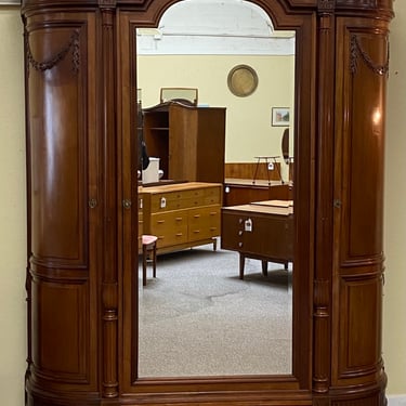 Item #SA1 Late 20th Century French Style Solid Mahogany Mirror Door Armoire