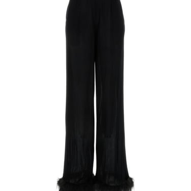 Prada Women Black Satin Wide-Leg Pant