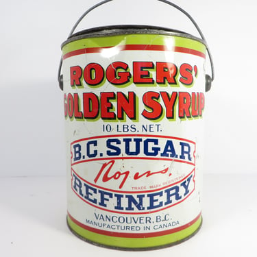 Vintage Rogers' Golden Syrup B.C. Sugar Refinery Tin Bucket Can 