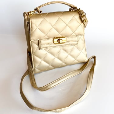 1980s Gold Quilted Wallet Purse
