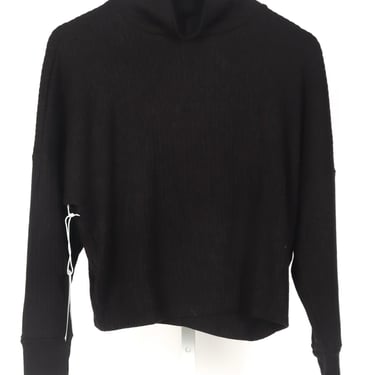 Rachel Chunky Rib Cropped Dolman Top - Black