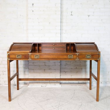 Vintage MCM Drexel "Oxford Square" oak desk with custom base | Free delivery in NYC and Hudson Valley areas 