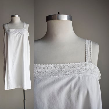 Vintage White Cotton Lace Slip 