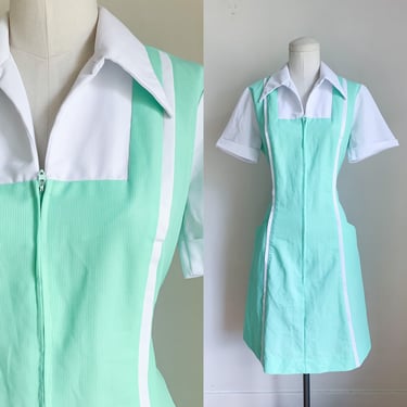 Vintage 1970s Mint Waitress Uniform Dress / M 