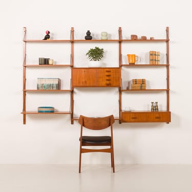 Danish teak wall unit by GL Mobler, 1960s 