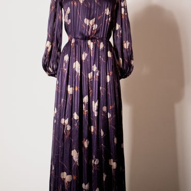 Unmarked vintage couture purple silk prairie dress 