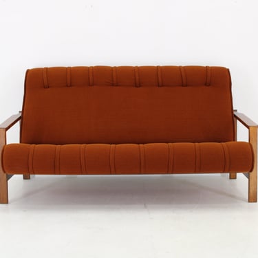 1970s Three Seater Beech Sofa, Czechoslovakia / Mid-century / Vintage Sofa / 