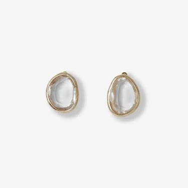 Citrine - Stone Slice Earrings - Crystal Quartz
