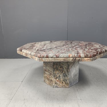 Vintage octogonal grey marble coffee table, 1970s - vintage marble coffee table - mid century coffee table 