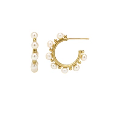 Small Continuous Pearl &amp; Dot Hoops