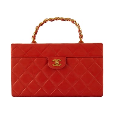 Chanel Red Quilted Jumbo Vanity Bag