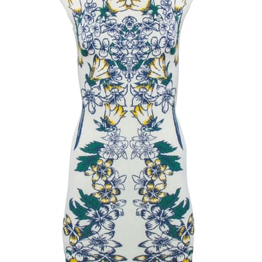 BCBG Max Azria - Ivory w/ Multi Color Floral Bandage Knit Dress Sz XS
