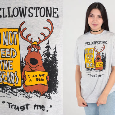 Funny Yellowstone Shirt 90s I'm Not A Bear Natural Park California Tee Vintage Joke Wildlife Tshirt Animal Cartoon Shirt Medium 