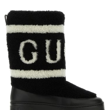 Gucci Woman Black Leather And Teddy Boots