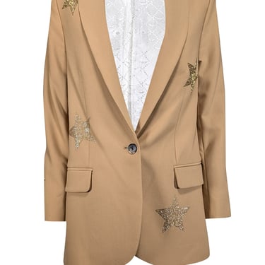 Zadig & Voltaire - Tan Blazer w/ Gold Rhinestone Hearts Sz M