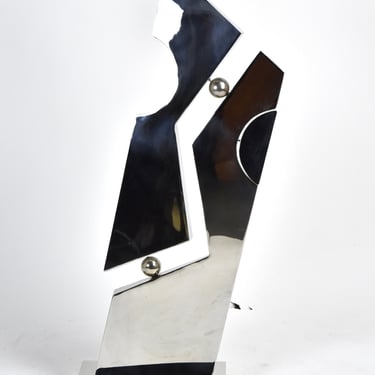 Michael Oguns Modernist Abstract Geometric Polished Steel Metal Sculpture 