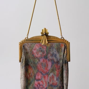 Antique 1920's Art Deco Chainmail Evening Bag by Whiting & Davis Co
