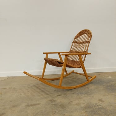 Vintage Czech Mid Century Modern Rocking Chair 