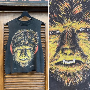 Vintage 1990’s Dated 1991 “The Wolfman” Monster Movie Cotton Tank T-Shirt, 90’s T-Shirt, 90’s Tee Shirt, 90’s Horror, Vintage Clothing 