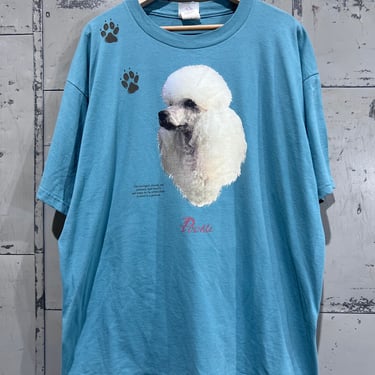 Vintage 90s Poodle dog breed Y2K Aesthetic sage color Graphic T Shirt XL Mens 