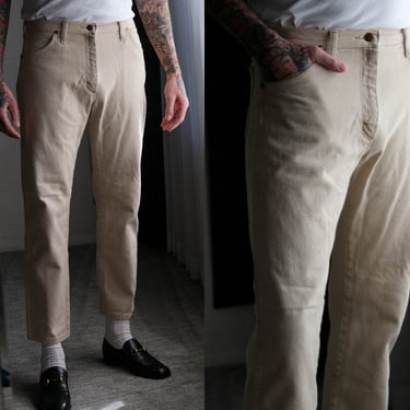 Vintage 90s WRANGLER Sandy Tan Denim Jeans | Size 33x31 | Made in Mexico / USA Fabric | 1980s 1990s WRANGLER Straight Leg Unisex Denim Pants 
