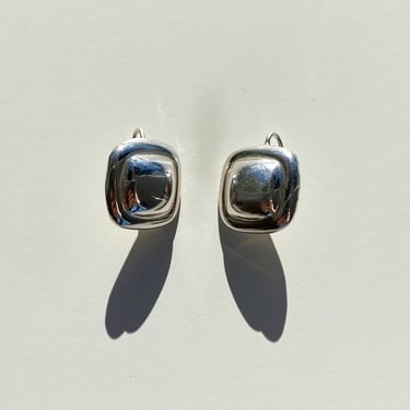 Silver Rounded Square Earrings