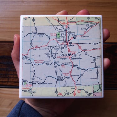 1962 Colorado Vintage Map Coaster. Colorado Map Gift. Colorado Décor. Rocky Mountains. US State Map. Denver Gift. Colorado Springs Map. 