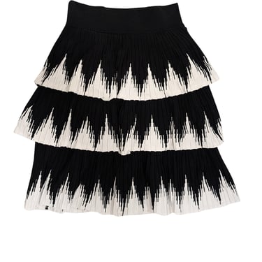 Maje - Black & White Zigzag Tiered Skirt Sz 4