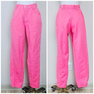 1990s Vintage Roper Denim Western Jeans / 90s Pink High Waisted Cotton Rodeo Mom Pants / Size Medium / Waist 28" 