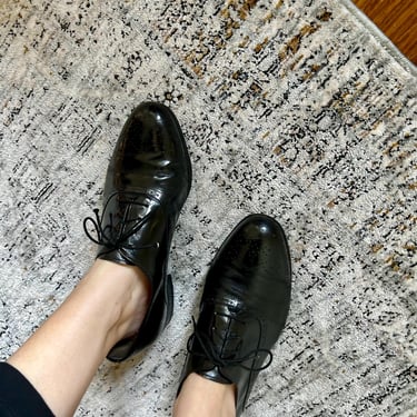 KJ Long Life black patent leather lace-up Oxford shoes 