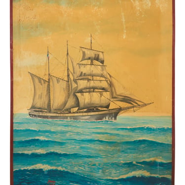 Vintage Large Ship Painting II