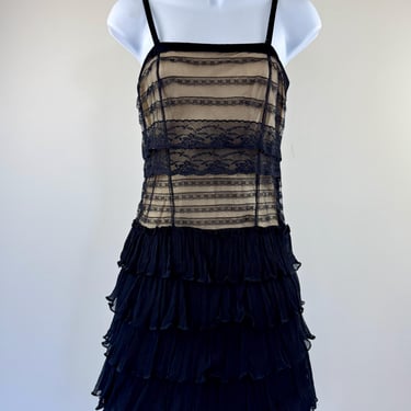 1990s MNG Lace and Ruffles Slip Dress 