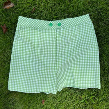 70s Green Gingham Catalina Shorts Size S / M 