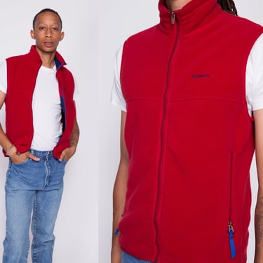 Small 90s Patagonia Synchilla Red Fleece Vest | Vintage Zip Front Sleeveless Lightweight Jacket 